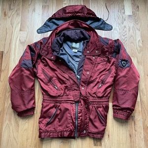 Men's Vintage 90's Couloir Maroon Red Black Winter Snow Ski Coat Jacket Sz 40 M